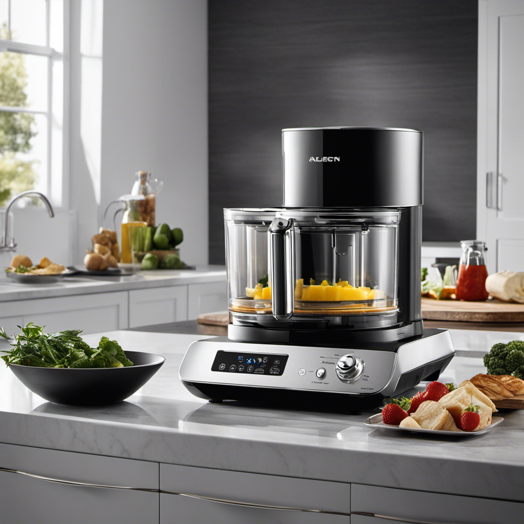 An image showcasing a sleek, state-of-the-art kitchen appliance