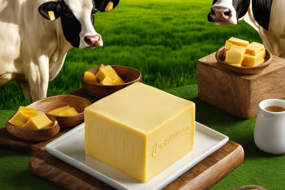 An image showcasing a golden block of Imperial Butter, glistening with a smooth and creamy texture