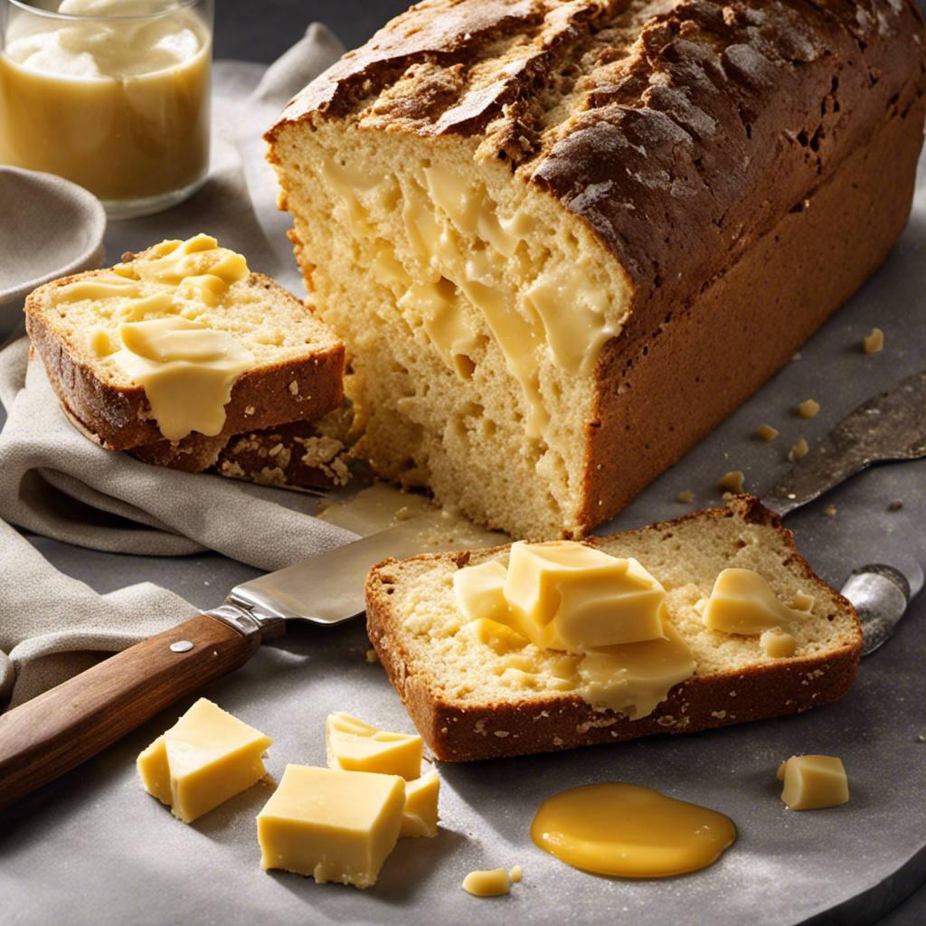 An image showcasing a golden slab of Irish butter, glistening in the sunlight