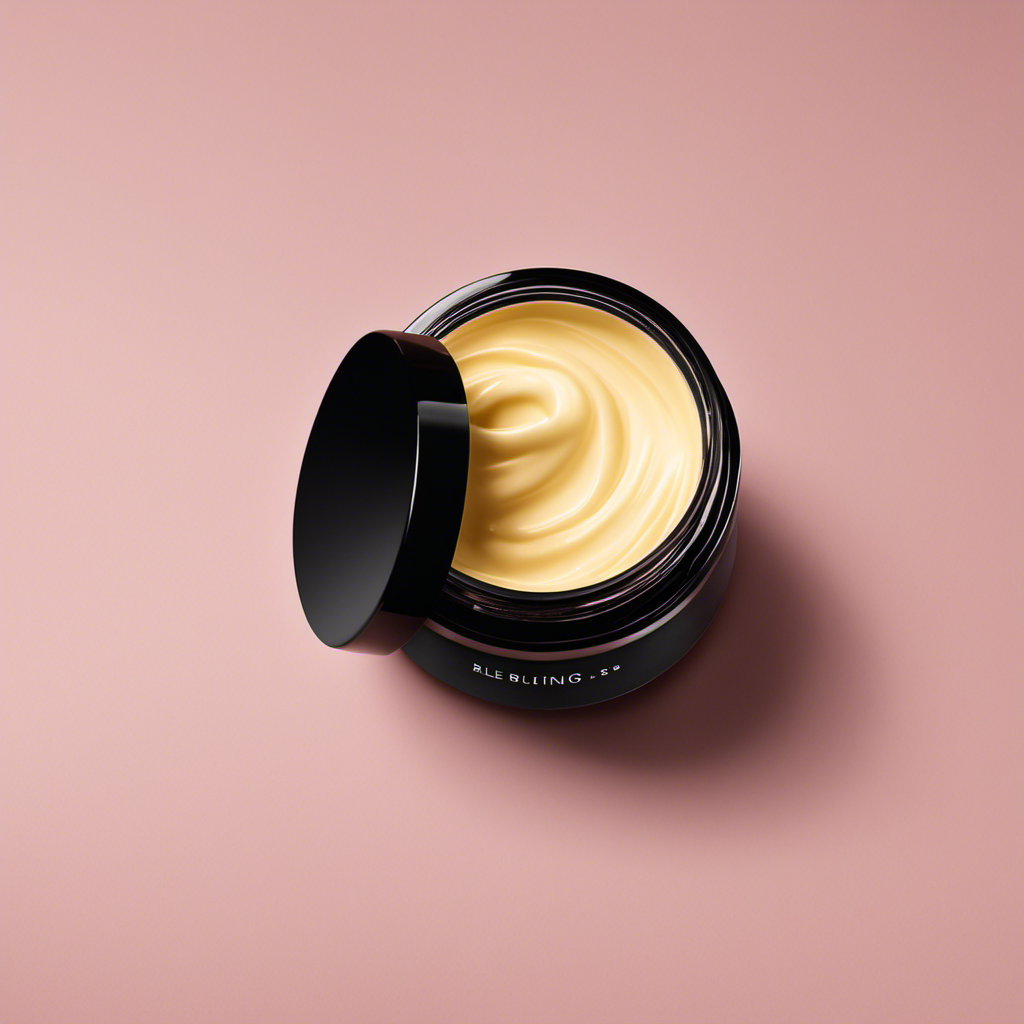 An image showcasing a luscious, creamy lip butter encased in a sleek, minimalist jar