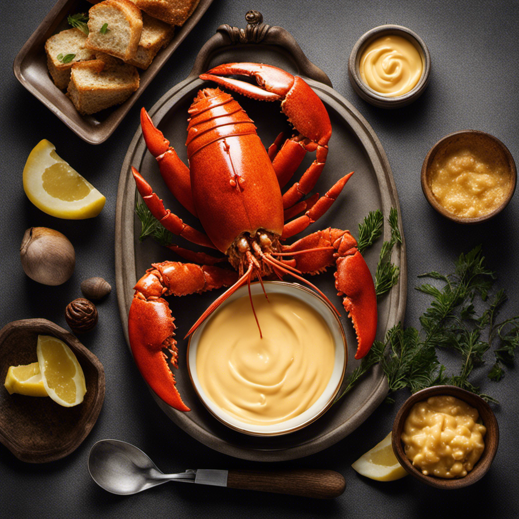 An image that showcases the luscious essence of lobster butter, capturing the creamy gold hue and velvety texture