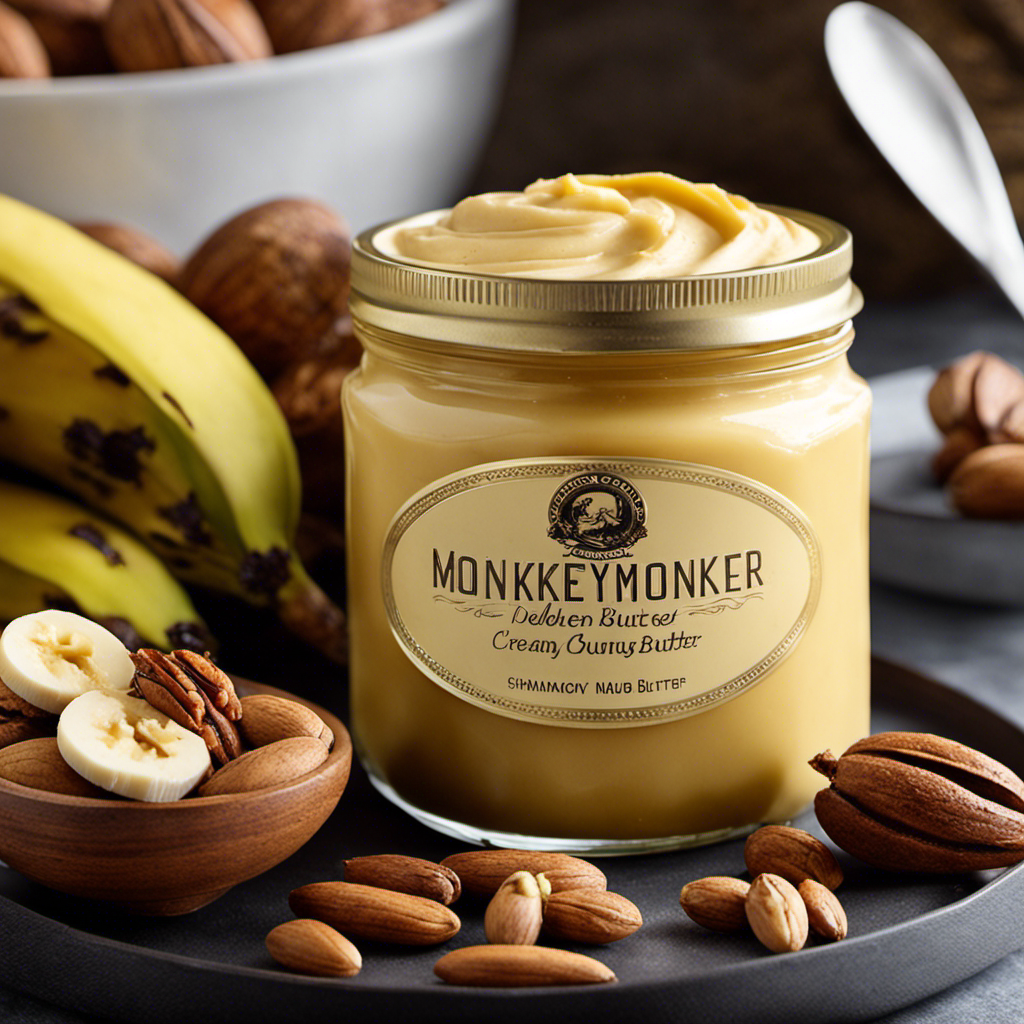 An image that showcases a luscious jar filled with creamy, golden Monkey Butter
