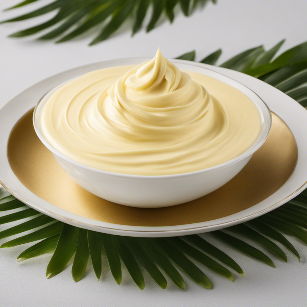 An image showcasing the golden hue of Murumuru Butter, with a close-up of its smooth, creamy texture
