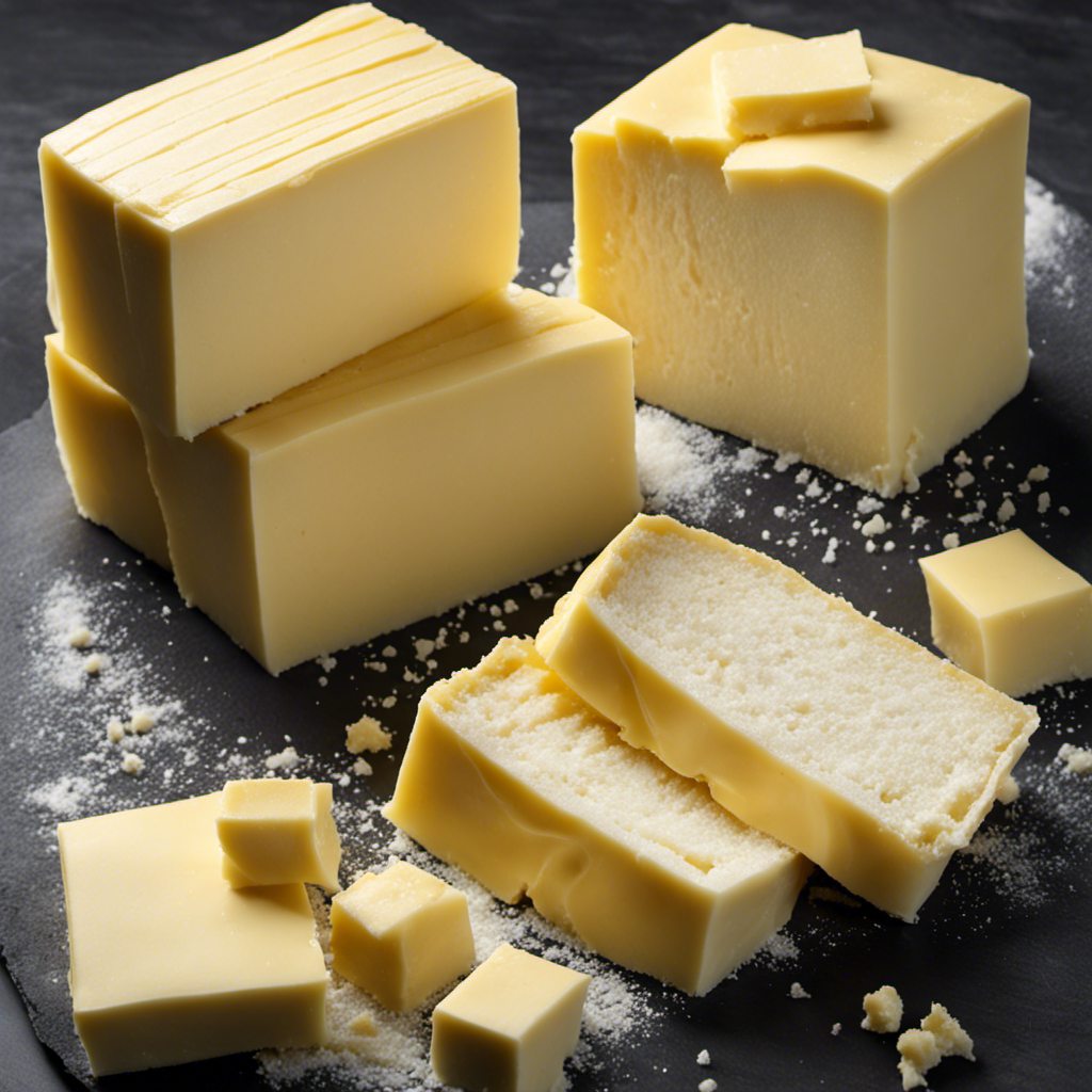 An image with two creamy yellow blocks of butter