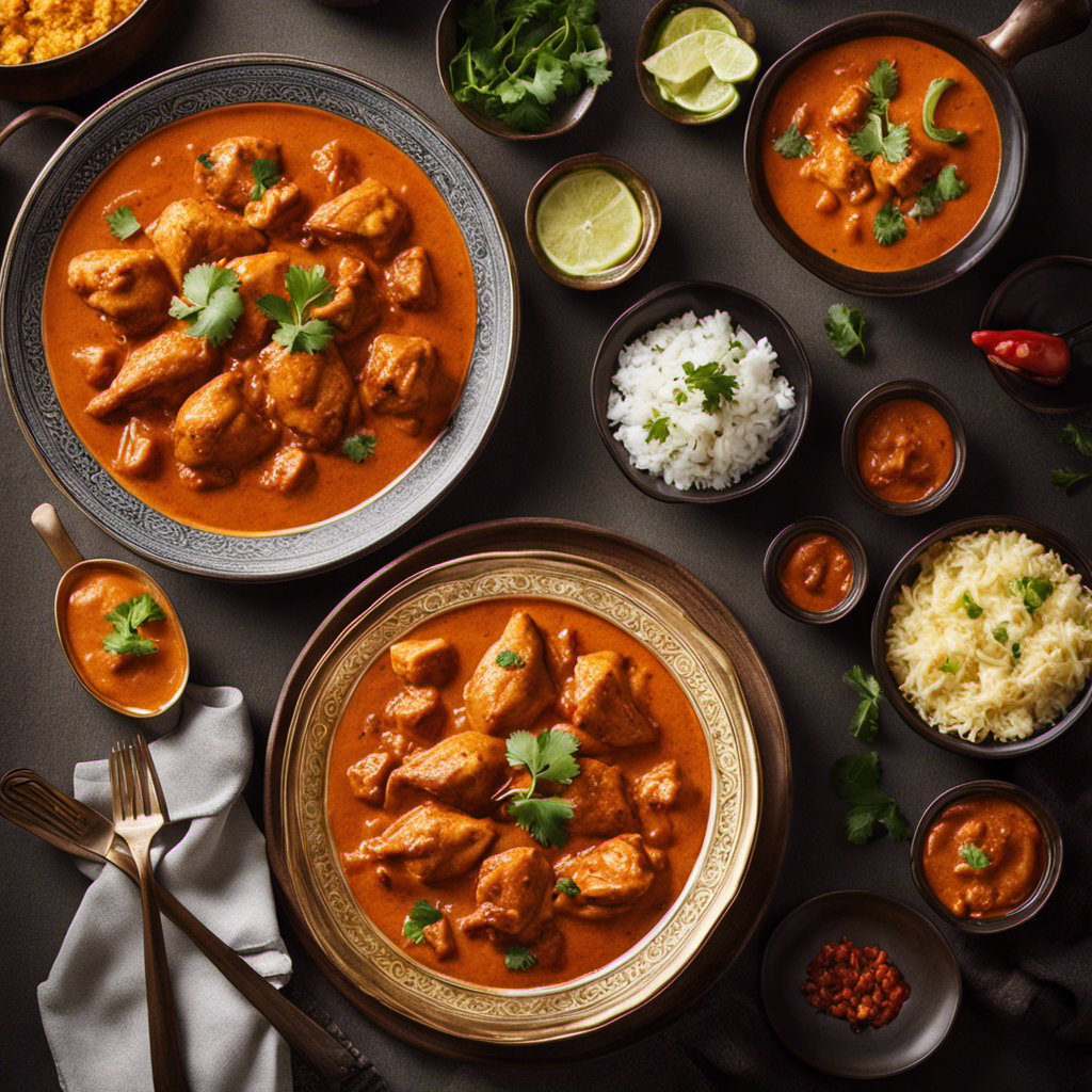 An image showcasing a vibrant plate with two curries side by side