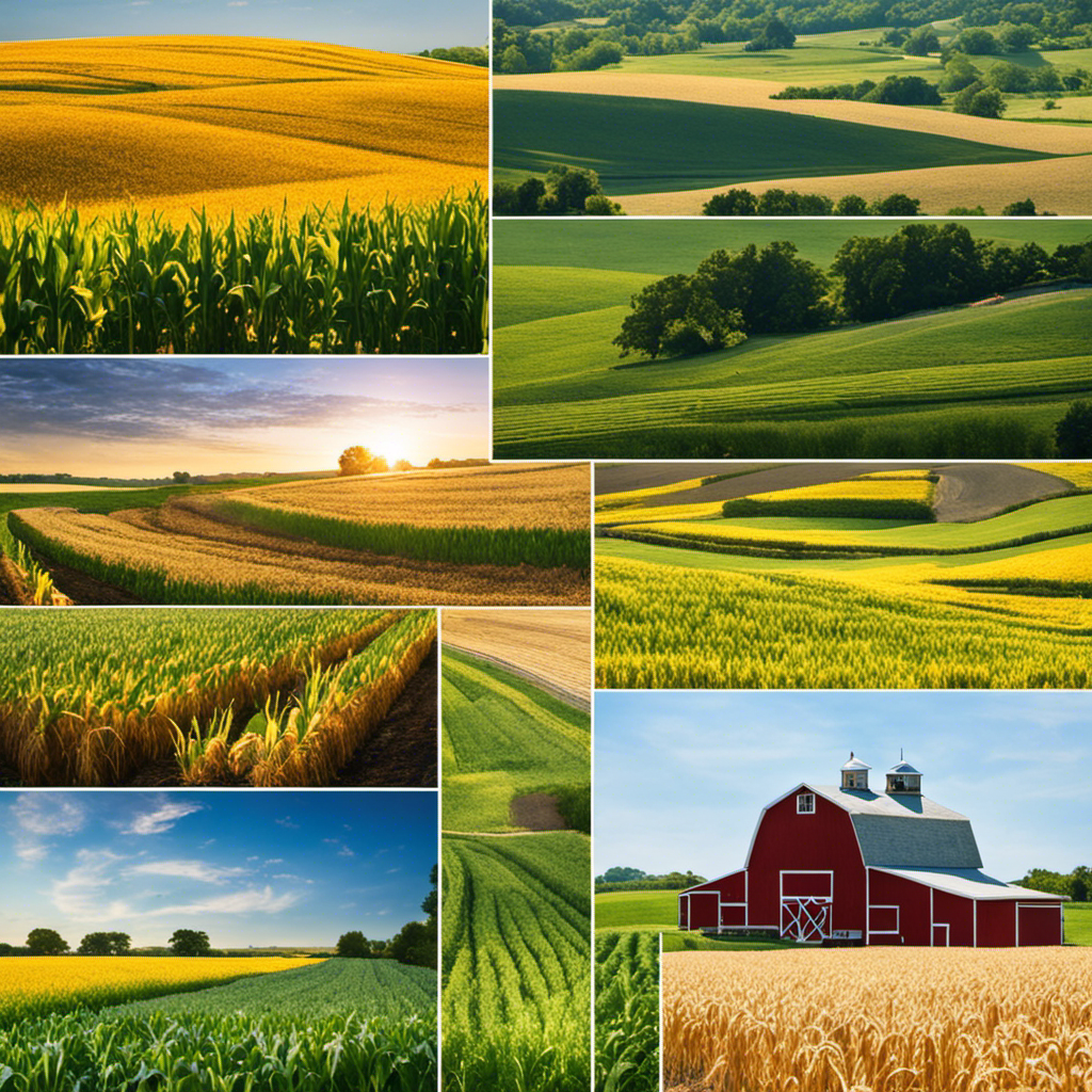 An image capturing the essence of Iowa's enchanting landscapes, featuring rolling cornfields stretching as far as the eye can see, dotted with quaint farmhouses and the occasional magical butter maker nestled in the heartland