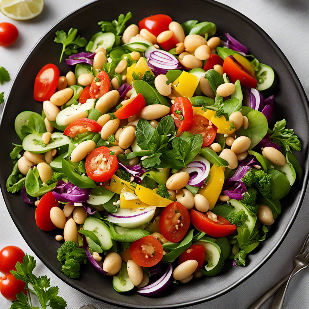 An image showcasing a beautiful plate filled with butter beans transformed into a vibrant salad