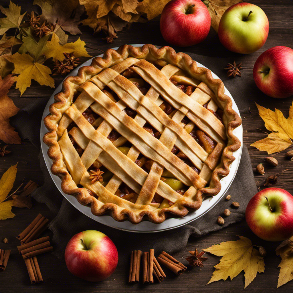 An image showcasing a beautifully baked cannabis-infused apple pie, with a golden, flaky crust and a luscious filling bursting with cinnamon-spiced apples
