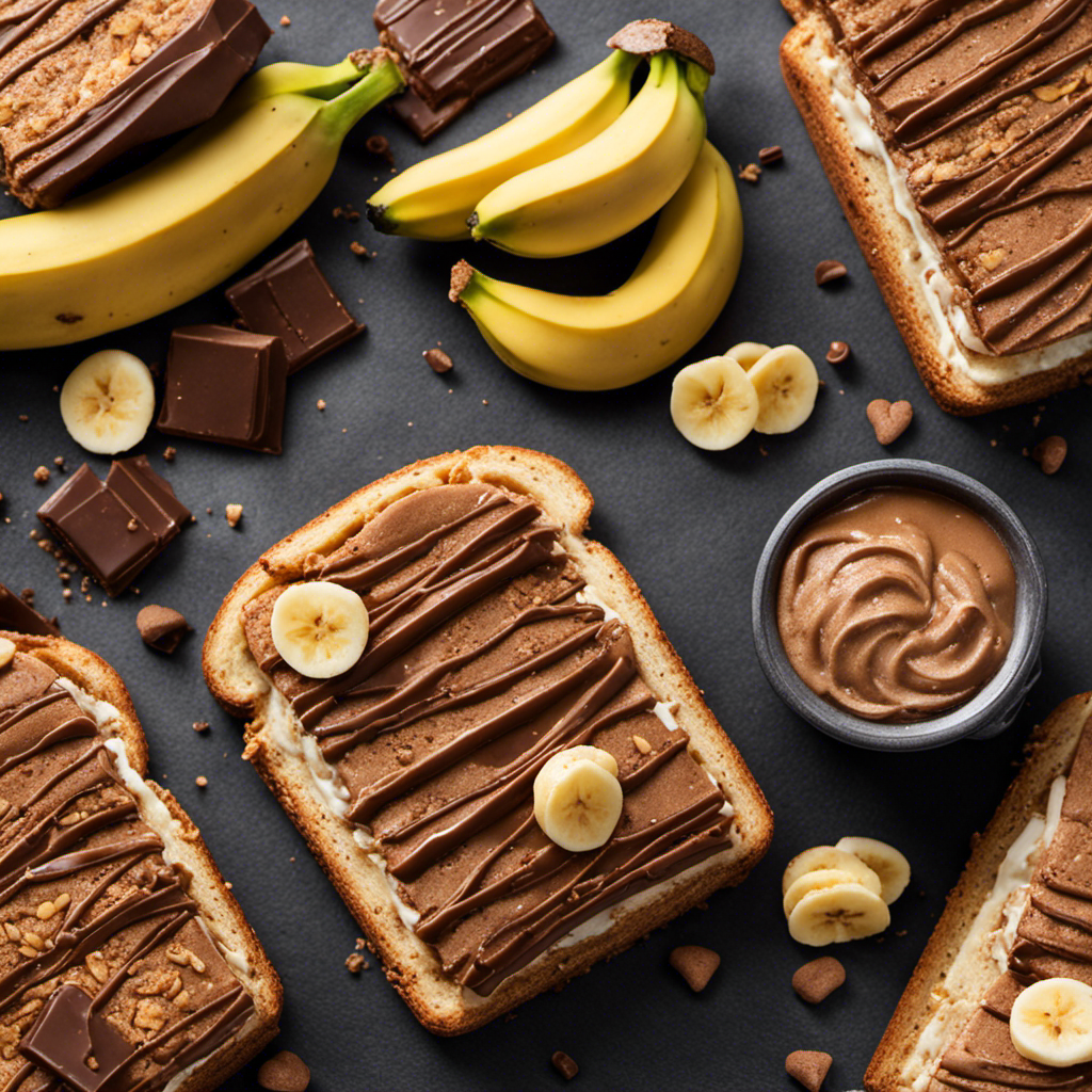 An image showcasing a luscious slice of warm, golden toast, generously slathered with creamy cookie butter, topped with a cascade of freshly sliced bananas, and a sprinkle of crushed chocolate cookies