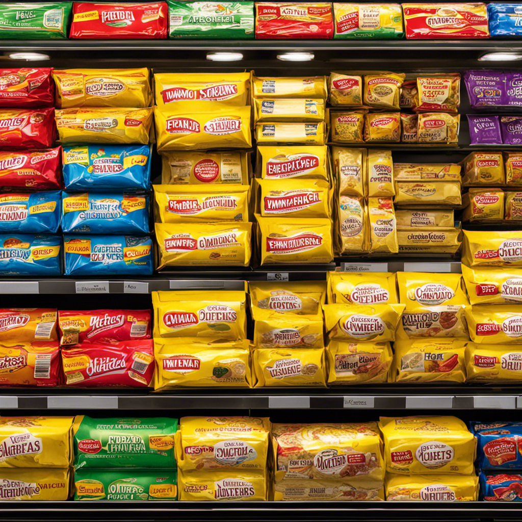 An image that showcases a colorful display of individually wrapped butter packets neatly arranged on a supermarket shelf, with various brands and flavors clearly visible, inviting readers to explore where to buy them