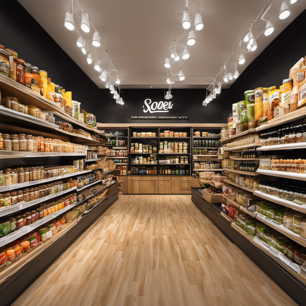 An image showcasing a well-stocked health food store aisle, highlighting a section dedicated to kitchen appliances