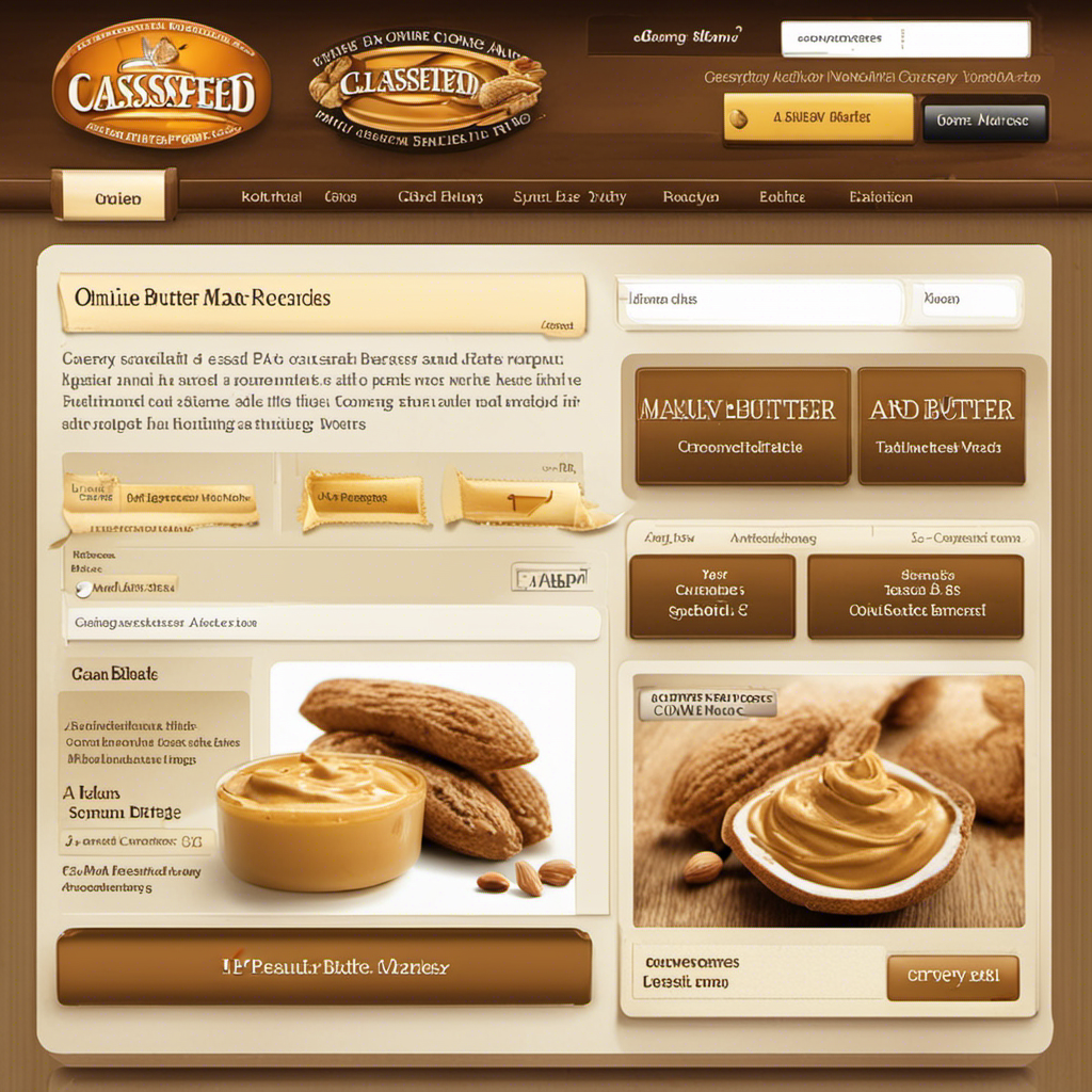 An image showcasing an online classified ad website interface, with a search bar prominently displaying "Peanut Butter Maker" as the search query