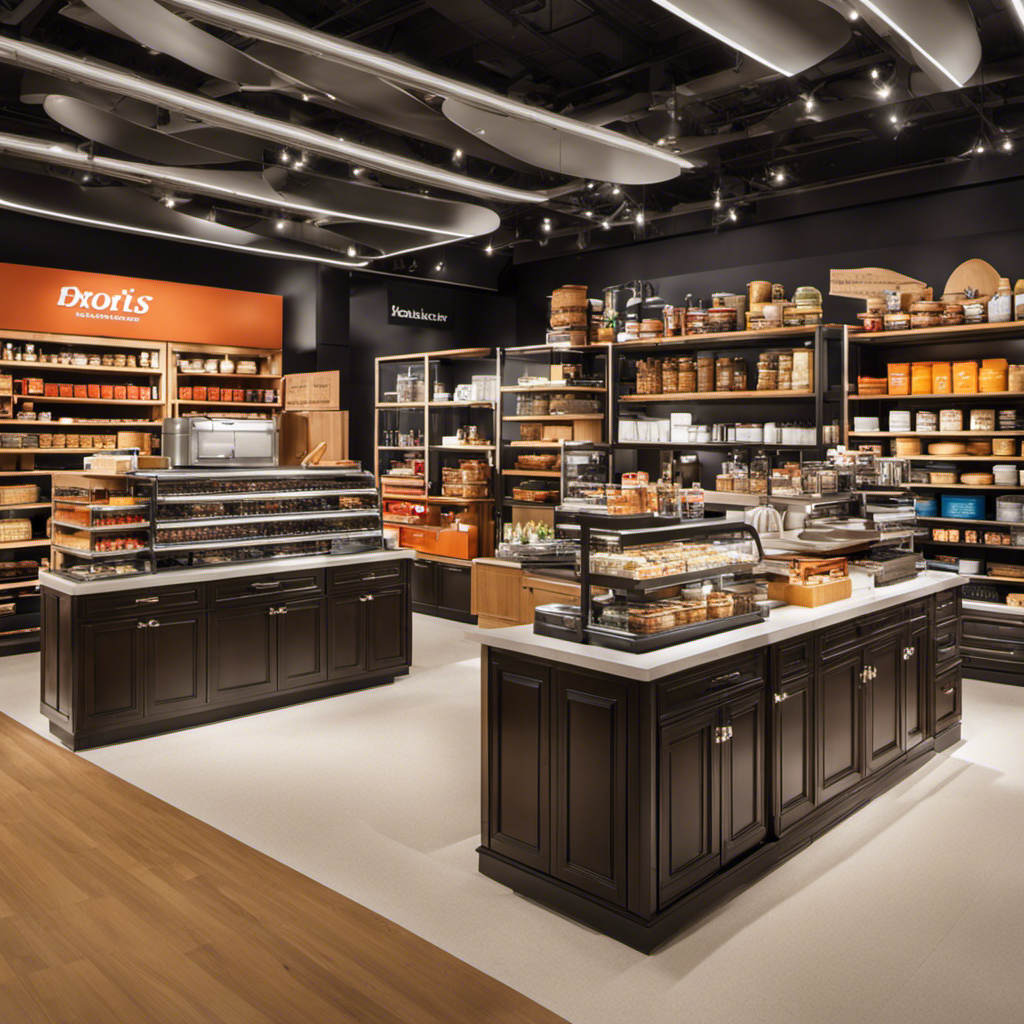 An image featuring a vibrant, well-organized kitchenware section in a bustling department store