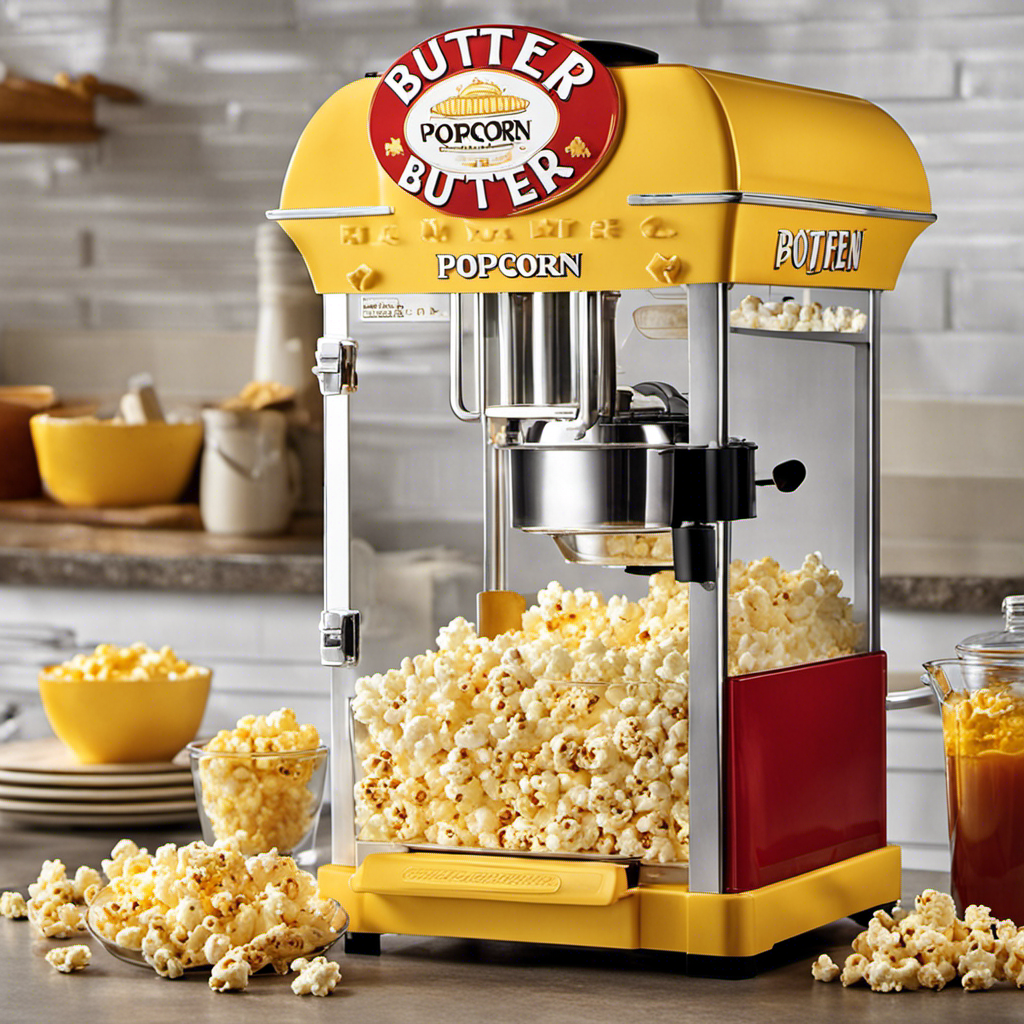 An image that showcases the inner mechanics of the Nostalgia Popcorn Maker, focusing on the butter dispenser