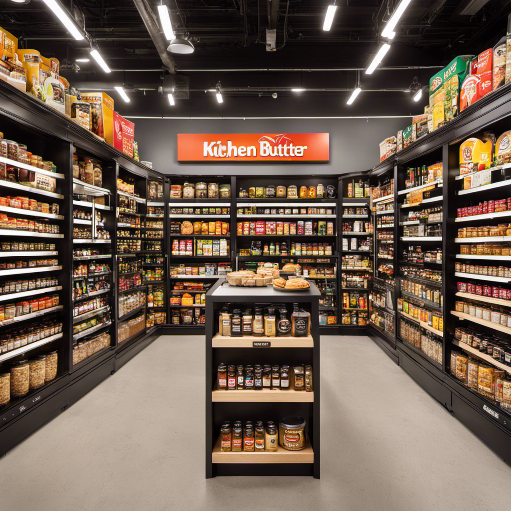 An image showcasing the vibrant aisles of a specialty food store, with neatly stacked shelves displaying a range of unique products