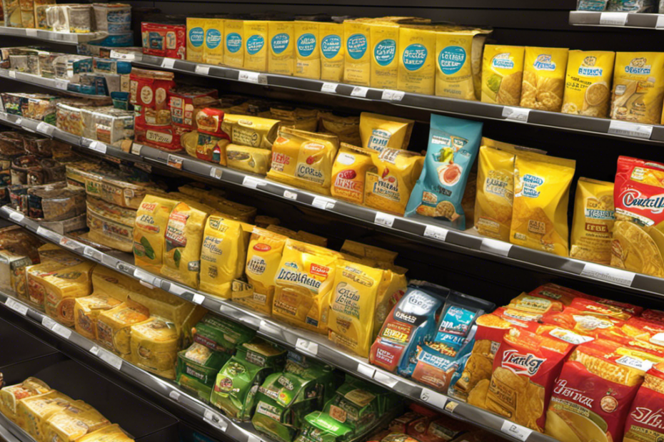 An image showcasing a well-organized supermarket aisle dedicated solely to single-serve butter packets