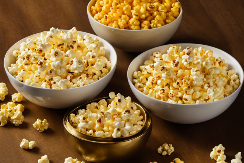 An image that showcases three bowls of popcorn in Act 2 packaging, each glistening with a generous layer of golden, velvety butter