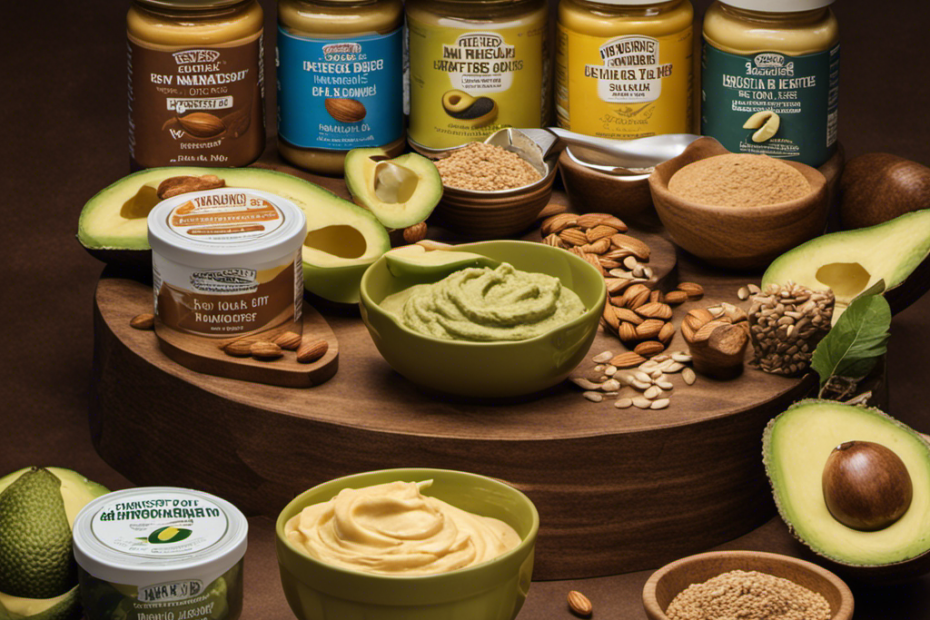 An image showcasing a variety of butter alternatives like avocado spread, almond butter, and sunflower seed butter, alongside a measuring scale to visually convey the topic of "Which Butter Is Good for Kidney Disease