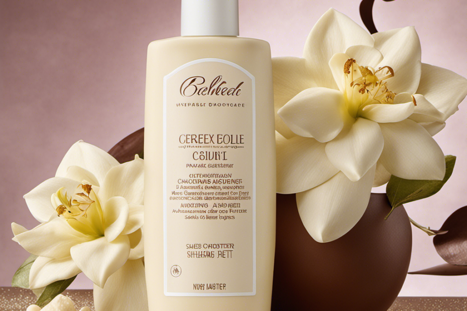 An image showcasing two luscious white lotions side by side – one enriched with cocoa butter, exuding a warm chocolatey hue, and the other with shea butter, radiating a creamy ivory glow