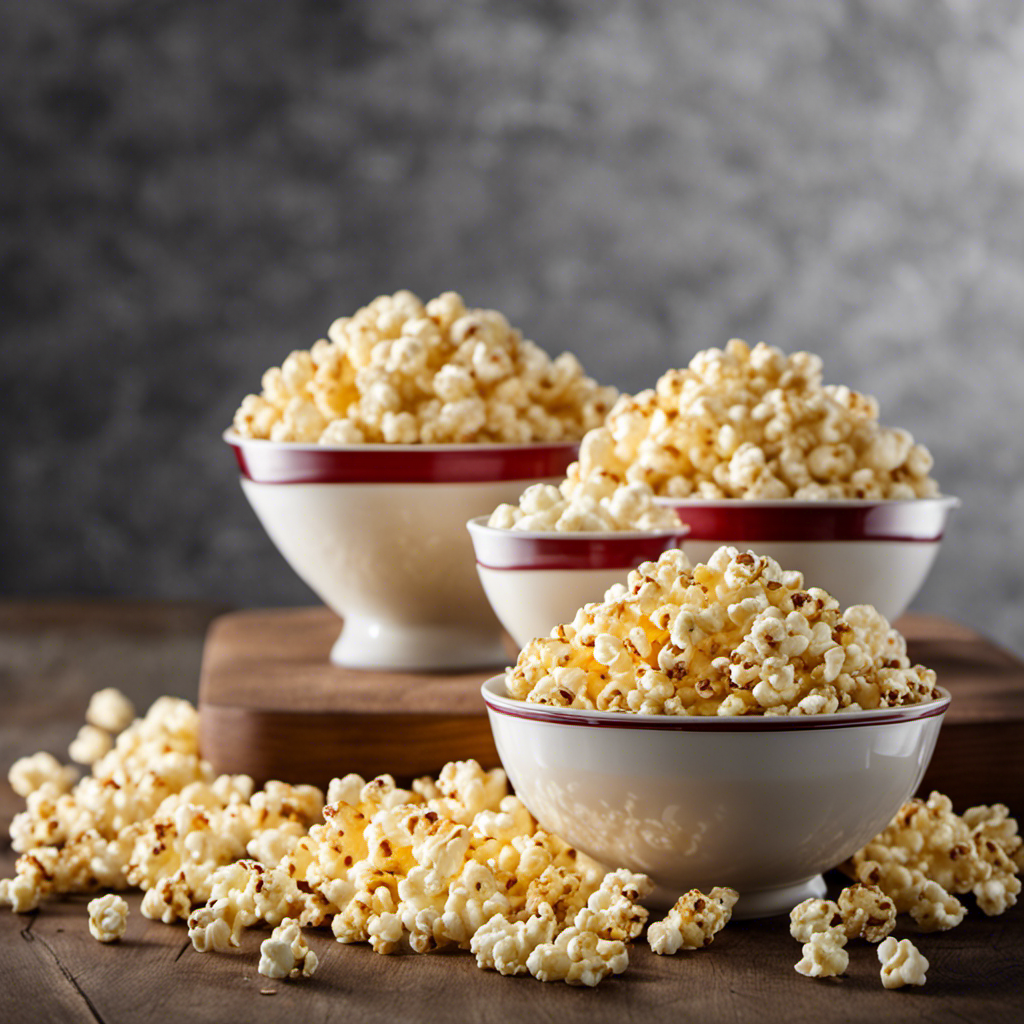 An image showcasing three bowls of freshly popped Orville Redenbacher popcorn