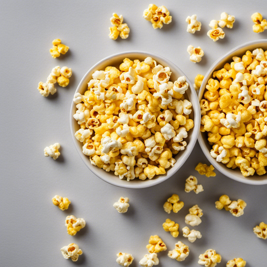 An image showcasing three bowls of freshly popped popcorn, each coated with a different shade of yellow, velvety butter