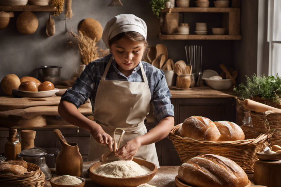 An image capturing the essence of the "Maker of Bread and Butter" in a family: a skilled individual diligently kneading dough, surrounded by a warm, aromatic kitchen filled with baking utensils and ingredients