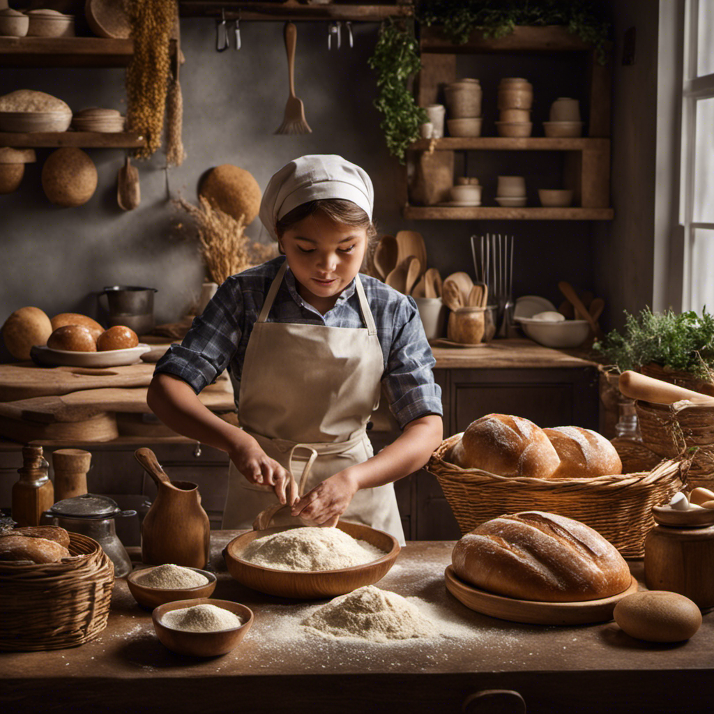 An image capturing the essence of the "Maker of Bread and Butter" in a family: a skilled individual diligently kneading dough, surrounded by a warm, aromatic kitchen filled with baking utensils and ingredients