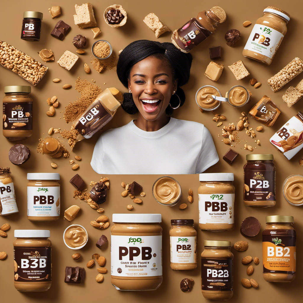 An image showcasing a diverse group of individuals joyfully tasting Pb2 peanut butter, capturing their genuine expressions of surprise and delight