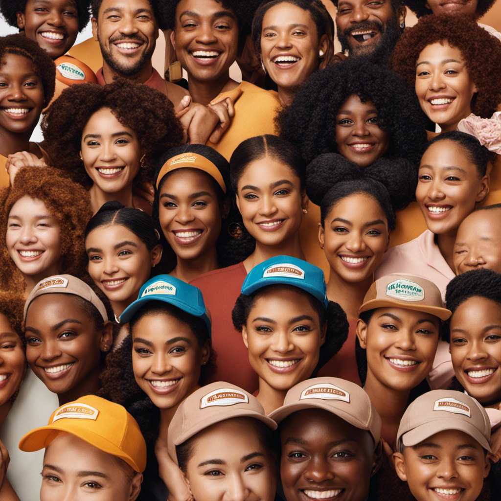 An image featuring a diverse group of individuals, each holding a bottle of Palmer's Cocoa Butter, showcasing various skin tones and backgrounds