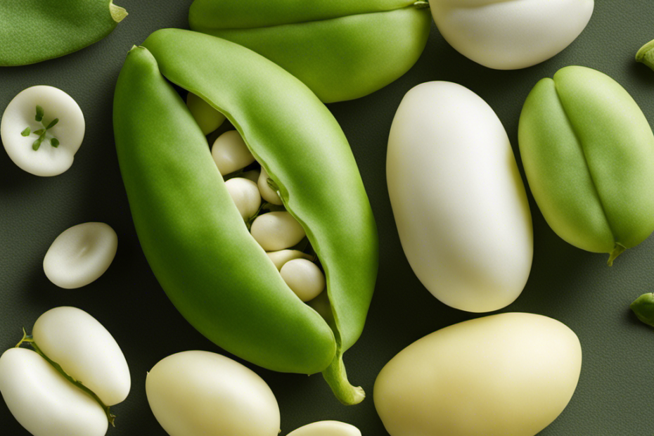 An image showcasing two contrasting beans: a vibrant, verdant lima bean alongside a lusciously pale butter bean