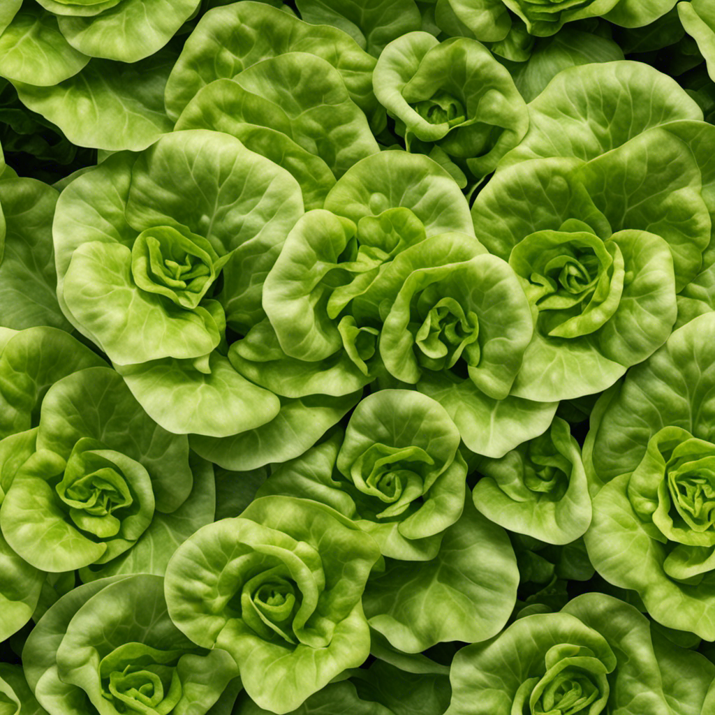 An image showcasing the delicate, pale green leaves of butter lettuce, with its smooth and velvety texture