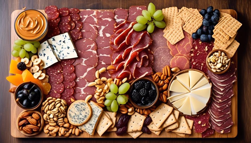 delicious assortment of cured meats and cheeses