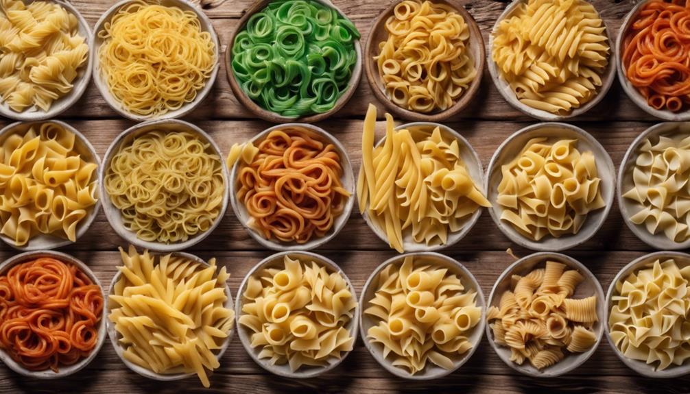 variety of pasta dishes