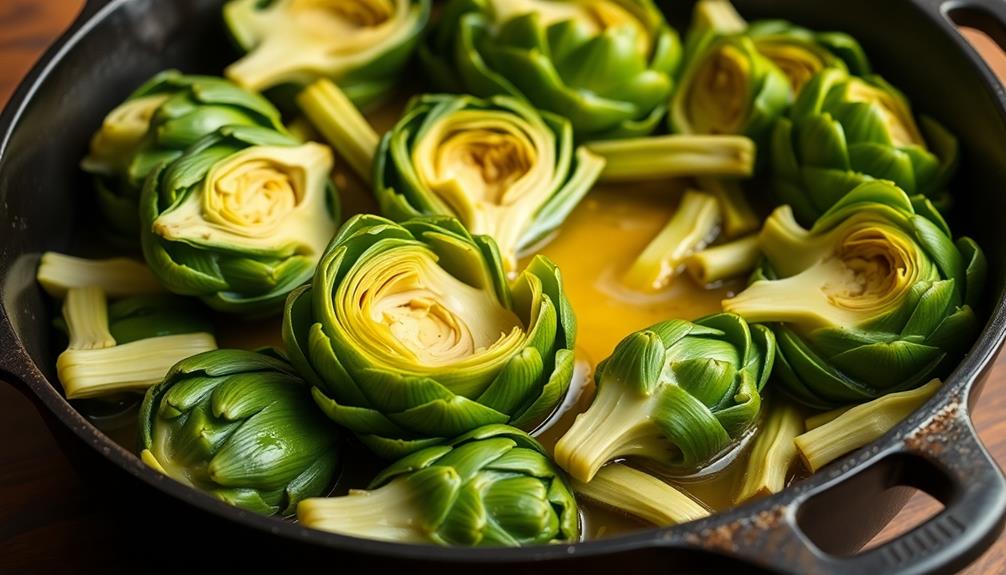 add artichokes to skillet