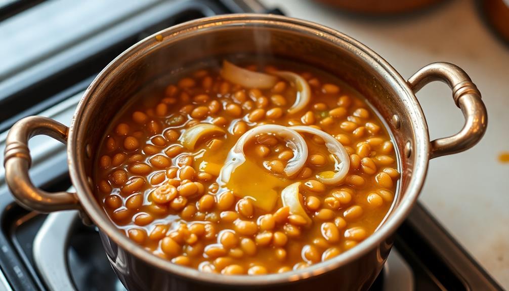 add lentils simmer gently