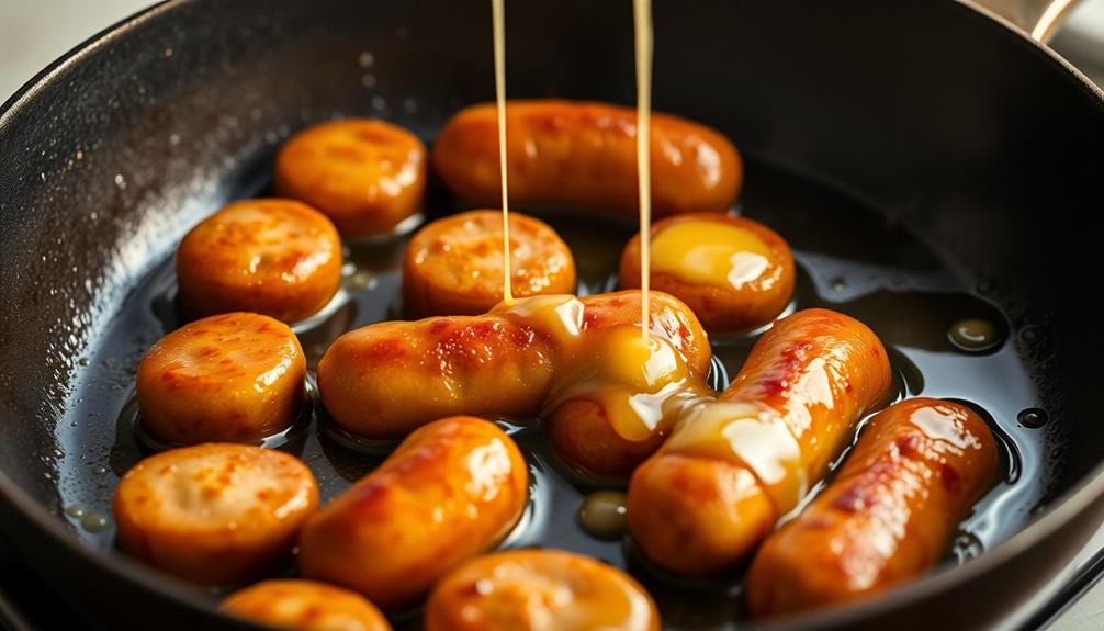 baste sausages continuously with butter