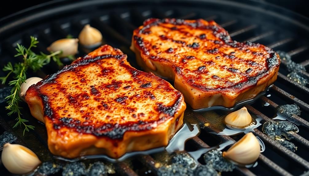 butter basted grilled pork chops