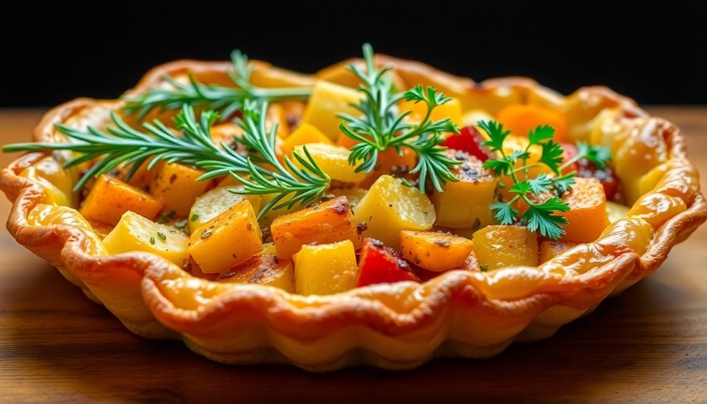 garnish tart with herbs