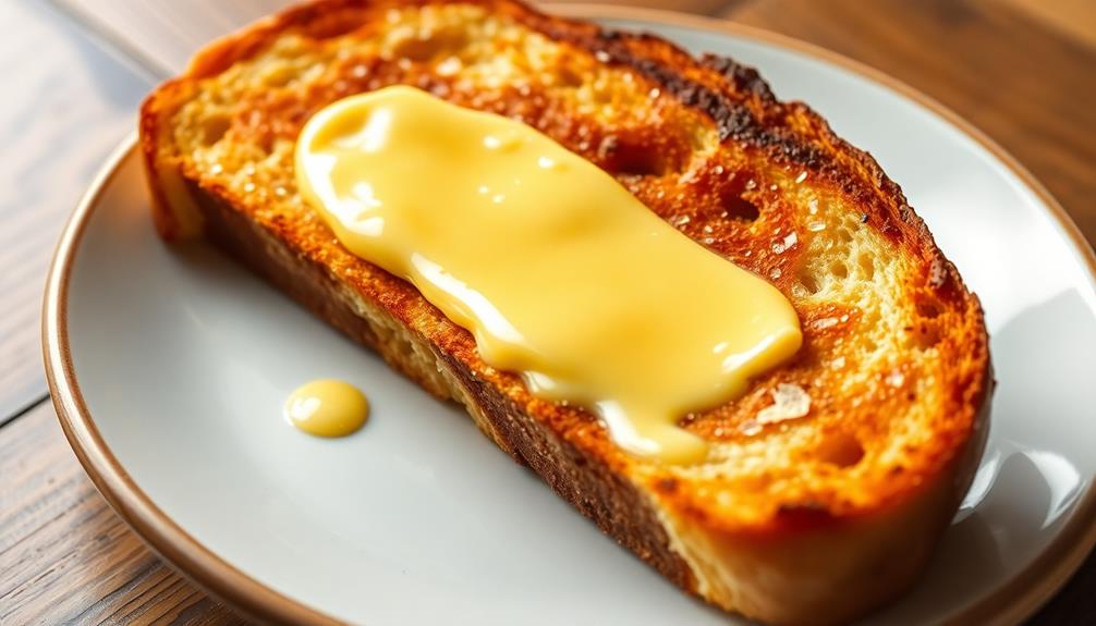 generously butter toast step