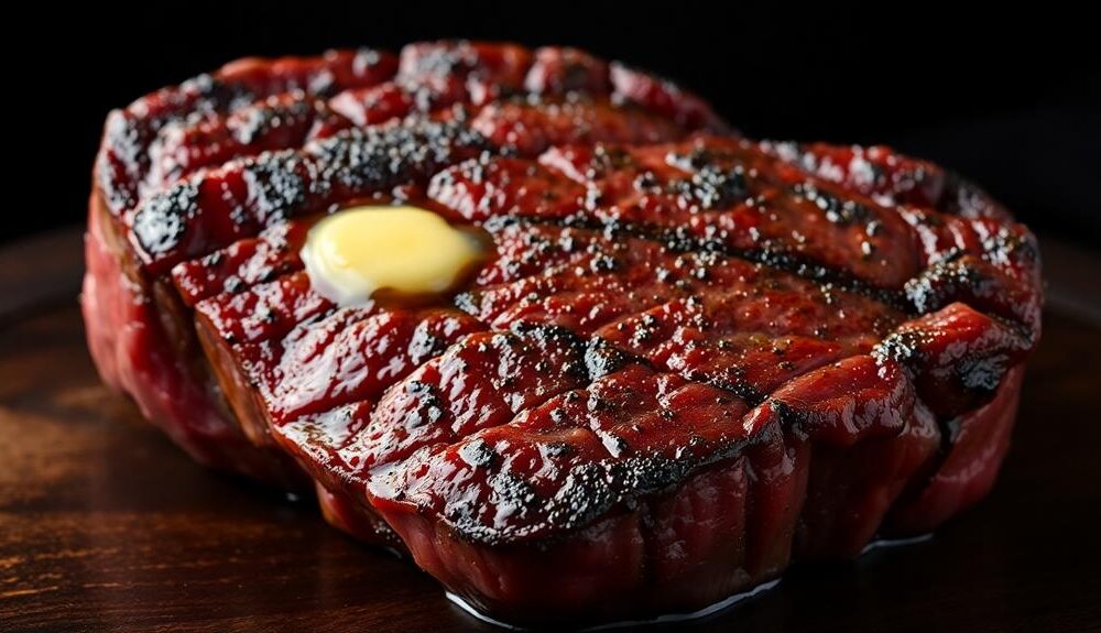 juicy butter basted ribeye steak