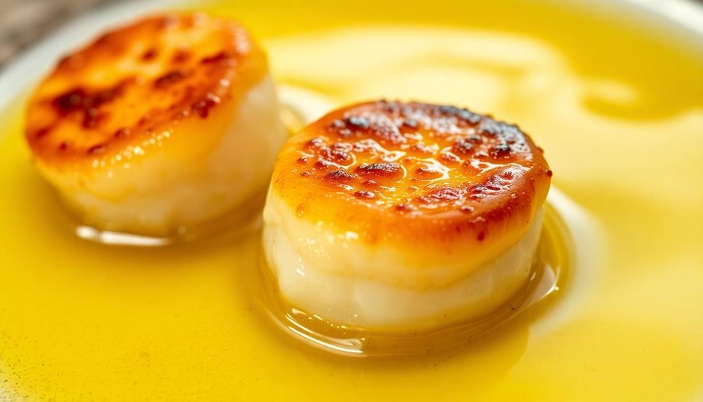 perfectly seared butter basted scallops