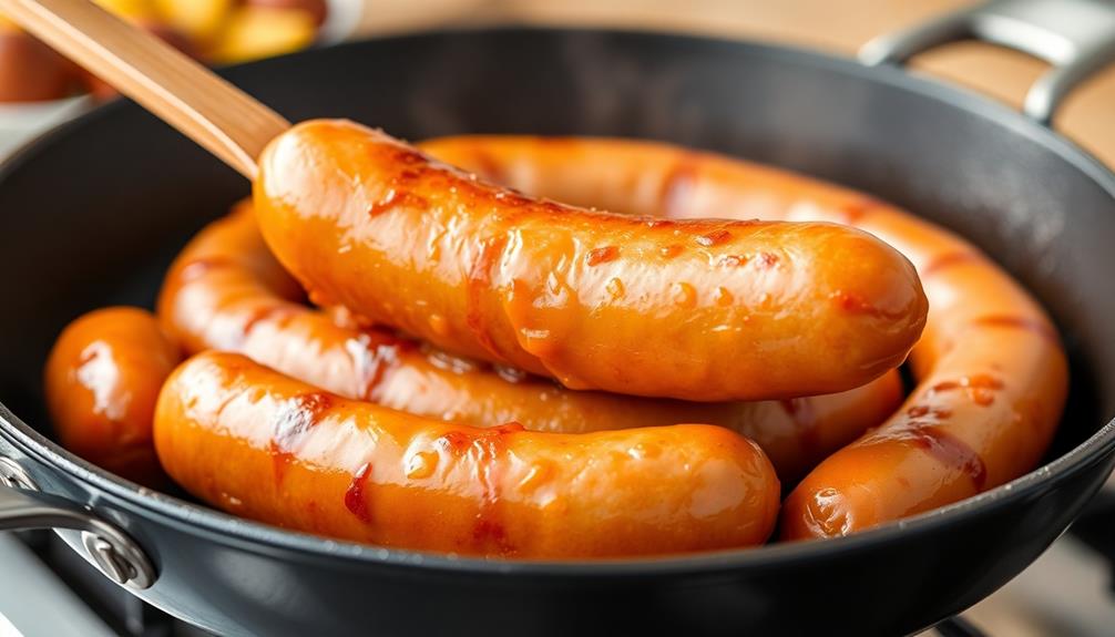 remove sausages from heat