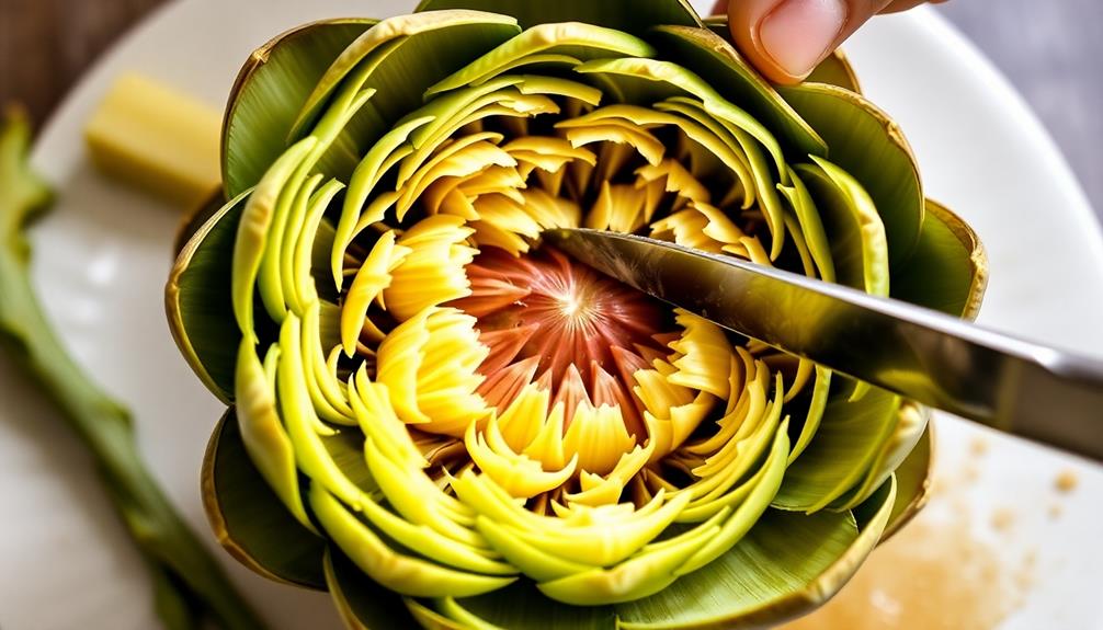 trim artichoke leaves stems