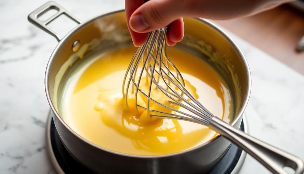 whisk in melted butter