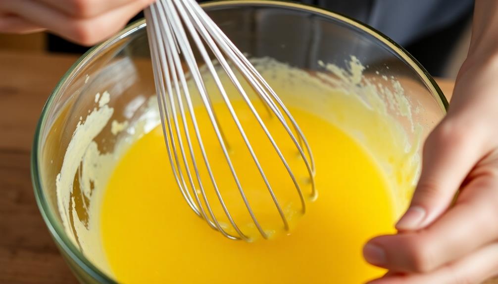 whisk yolks with lemon