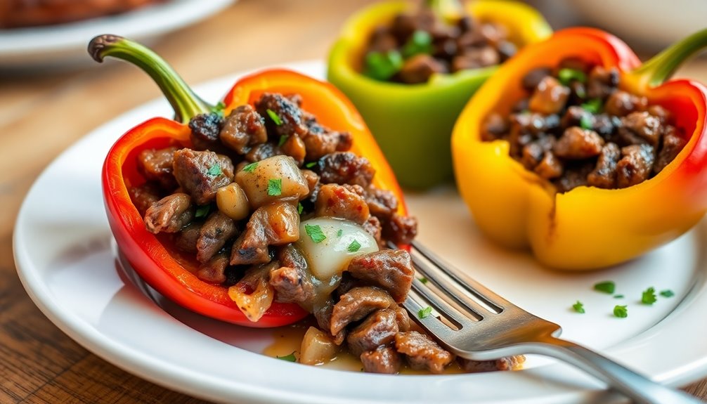 cheesesteak filled bell peppers