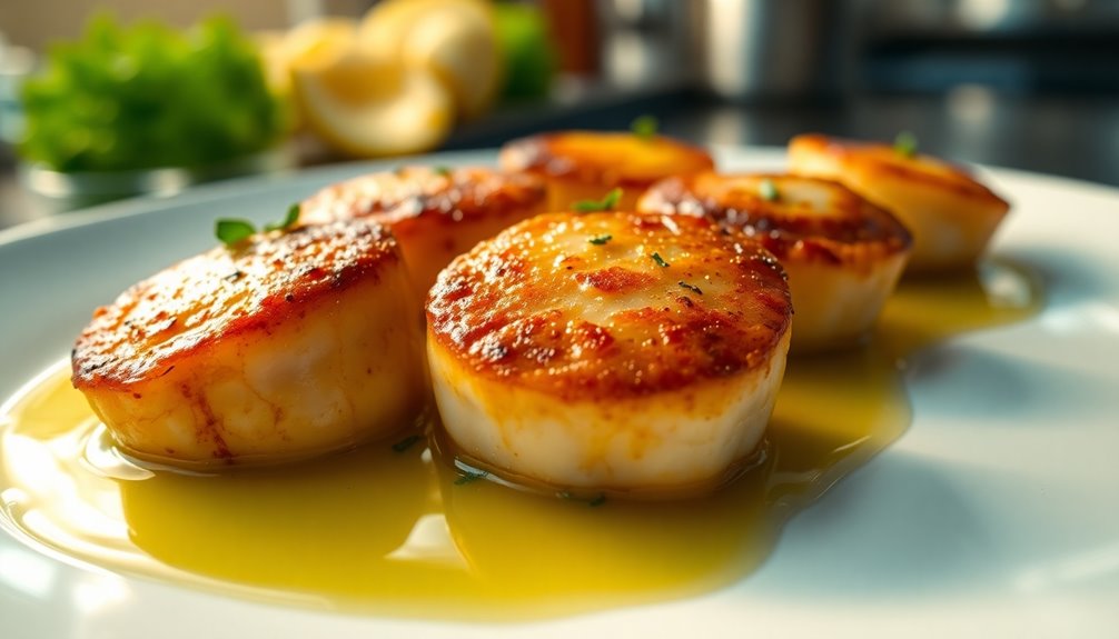 savor buttery pan fried scallops