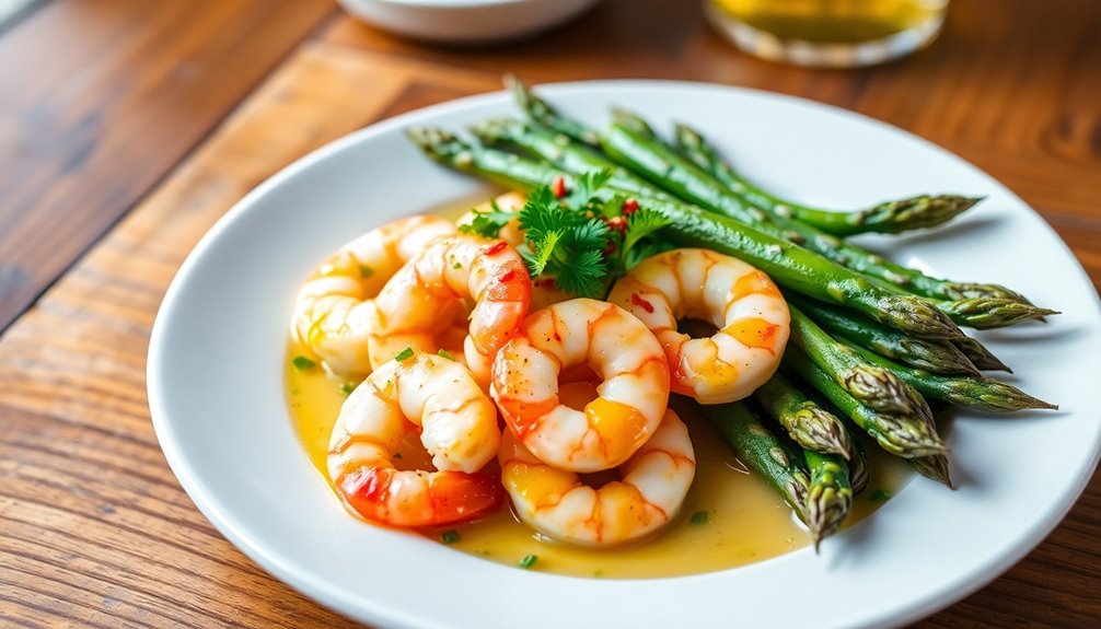 shrimp cooked with asparagus