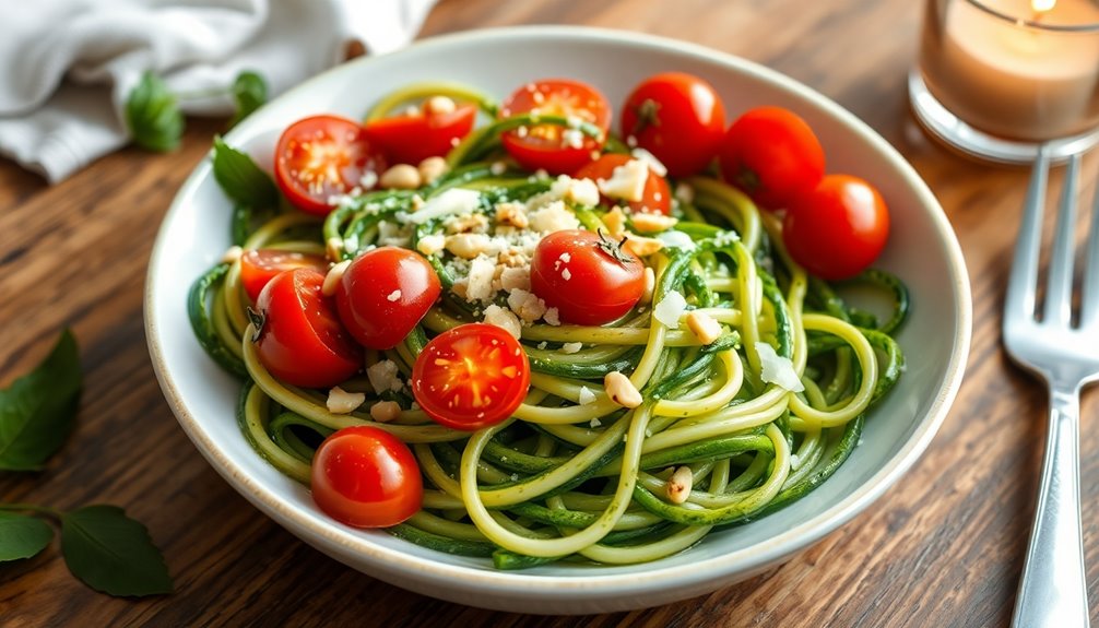 zucchini noodles with pesto