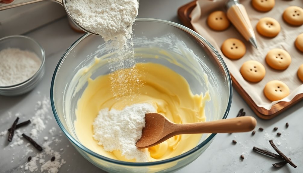 gradually mix in flour